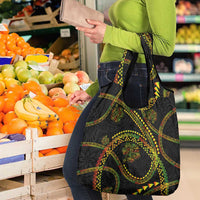 Hawaiian Kakau Art and Hisbiscus Tattoo Grocery Bag Tribal Pattern-Reggae Style - Polynesian Pride