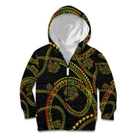 Hawaiian Kakau Art and Hisbiscus Tattoo Kid Hoodie Tribal Pattern-Reggae Style - Polynesian Pride