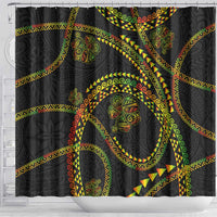Hawaiian Kakau Art and Hisbiscus Tattoo Shower Curtain Tribal Pattern-Reggae Style LT03 - Polynesian Pride