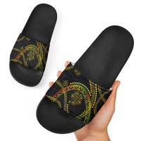 Hawaiian Kakau Art and Hisbiscus Tattoo Slide Sandals Tribal Pattern-Reggae Style - Polynesian Pride