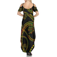 Hawaiian Kakau Art and Hisbiscus Tattoo Summer Maxi Dress Tribal Pattern-Reggae Style - Polynesian Pride
