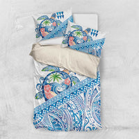 Hawaiian Abstract Sea Turtle Bedding Set Polynesian Tapa Art and Kakau Tattoo White WaterColor - Polynesian Pride