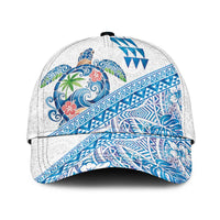 Hawaiian Abstract Sea Turtle Classic Cap Polynesian Tapa Art and Kakau Tattoo White WaterColor - Polynesian Pride
