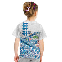 Hawaiian Abstract Sea Turtle Kid T Shirt Polynesian Tapa Art and Kakau Tattoo White WaterColor - Polynesian Pride