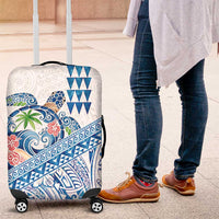Hawaiian Abstract Sea Turtle Luggage Cover Polynesian Tapa Art and Kakau Tattoo White WaterColor - Polynesian Pride