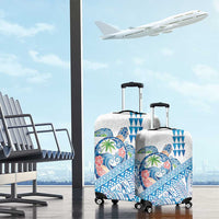 Hawaiian Abstract Sea Turtle Luggage Cover Polynesian Tapa Art and Kakau Tattoo White WaterColor - Polynesian Pride