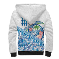 Hawaiian Abstract Sea Turtle Sherpa Hoodie Polynesian Tapa Art and Kakau Tattoo White WaterColor - Polynesian Pride