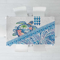 Hawaiian Abstract Sea Turtle Tablecloth Polynesian Tapa Art and Kakau Tattoo White WaterColor - Polynesian Pride