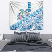 Hawaiian Abstract Sea Turtle Tapestry Polynesian Tapa Art and Kakau Tattoo White WaterColor - Polynesian Pride