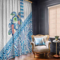 Hawaiian Abstract Sea Turtle Window Curtain Polynesian Tapa Art and Kakau Tattoo White WaterColor - Polynesian Pride