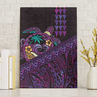 Hawaiian Abstract Sea Turtle Canvas Wall Art Polynesian Tapa Art and Kakau Tattoo Purple WaterColor - Polynesian Pride