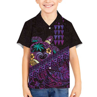 Hawaiian Abstract Sea Turtle Hawaiian Shirt Polynesian Tapa Art and Kakau Tattoo Purple WaterColor - Polynesian Pride