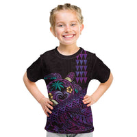 Hawaiian Abstract Sea Turtle Kid T Shirt Polynesian Tapa Art and Kakau Tattoo Purple WaterColor - Polynesian Pride
