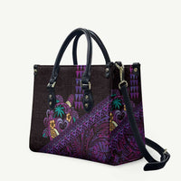 Hawaiian Abstract Sea Turtle Leather Bag Polynesian Tapa Art and Kakau Tattoo Purple WaterColor - Polynesian Pride