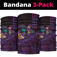 Hawaiian Abstract Sea Turtle Neck Gaiter Polynesian Tapa Art and Kakau Tattoo Purple WaterColor - Polynesian Pride