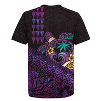 Hawaiian Abstract Sea Turtle Rugby Jersey Polynesian Tapa Art and Kakau Tattoo Purple WaterColor LT03 - Polynesian Pride