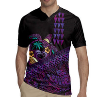 Hawaiian Abstract Sea Turtle Rugby Jersey Polynesian Tapa Art and Kakau Tattoo Purple WaterColor LT03 - Polynesian Pride