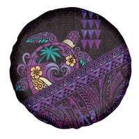 Hawaiian Abstract Sea Turtle Spare Tire Cover Polynesian Tapa Art and Kakau Tattoo Purple WaterColor - Polynesian Pride