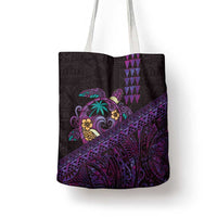 Hawaiian Abstract Sea Turtle Tote Bag Polynesian Tapa Art and Kakau Tattoo Purple WaterColor - Polynesian Pride