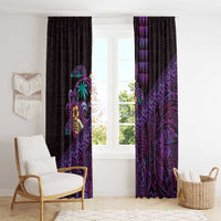 Hawaiian Abstract Sea Turtle Window Curtain Polynesian Tapa Art and Kakau Tattoo Purple WaterColor - Polynesian Pride