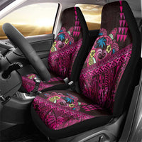 Hawaiian Abstract Sea Turtle Car Seat Cover Polynesian Tapa Art and Kakau Tattoo Pink WaterColor - Polynesian Pride