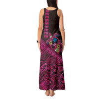 Hawaiian Abstract Sea Turtle Tank Maxi Dress Polynesian Tapa Art and Kakau Tattoo Pink WaterColor - Polynesian Pride