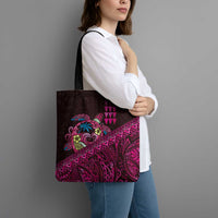 Hawaiian Abstract Sea Turtle Tote Bag Polynesian Tapa Art and Kakau Tattoo Pink WaterColor - Polynesian Pride
