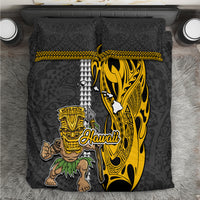 Hawaii Island Bedding Set Hawaiian Warrior and Kakau Symbols Abstract Tattoo LT03 Yellow - Polynesian Pride