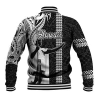 Hawaii Island Baseball Jacket Hawaiian King and Kakau Symbols Abstract Shoulder Tattoo LT03 - Polynesian Pride