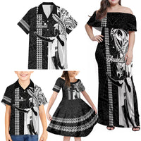 Hawaii Island Family Matching Off Shoulder Maxi Dress and Hawaiian Shirt Hawaiian King and Kakau Symbols Abstract Shoulder Tattoo LT03 - Polynesian Pride