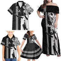 Custom Hawaii Island Family Matching Off Shoulder Maxi Dress and Hawaiian Shirt Hawaiian King and Kakau Symbols Abstract Shoulder Tattoo LT03 - Polynesian Pride