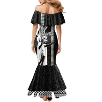 Custom Hawaii Island Mermaid Dress Hawaiian King and Kakau Symbols Abstract Shoulder Tattoo LT03 - Polynesian Pride