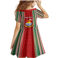 Custom Kiribati Christmas Family Matching Mermaid Dress and Hawaiian Shirt Santa With Gift Bag Behind Ribbons Seamless Red Maori LT03 - Polynesian Pride