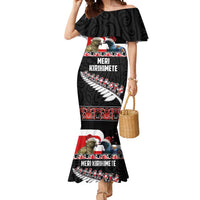 New Zealand Meri Kirihimete Mermaid Dress Christmas Tui Bird and Kea Bird - Haka Santa with Maori Koru Art Pattern LT03 Women Black - Polynesian Pride