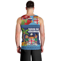 Fiji Marau na Kerisimasi Men Tank Top Christmas Collared Lory - Fiji Emblems and Xmas Palm Tree Tapa Art Pattern