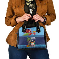 Fiji Marau na Kerisimasi Shoulder Handbag Christmas Collared Lory - Fiji Emblems and Xmas Palm Tree Tapa Art Pattern