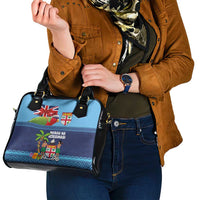 Fiji Marau na Kerisimasi Shoulder Handbag Christmas Collared Lory - Fiji Emblems and Xmas Palm Tree Tapa Art Pattern