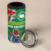 Cook Islands Meri Kiritimiti 4 in 1 Can Cooler Tumbler Christmas Turtle - Cooks Islands Emblems and Polynesian Art Pattern