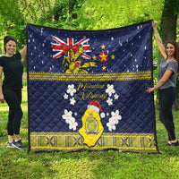 Niue Monuina e Kilisimasi Quilt Christmas Uga - Niue Map and Emblem with Hiapo Art Pattern