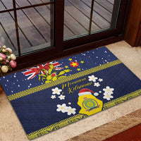 Niue Monuina e Kilisimasi Rubber Doormat Christmas Uga - Niue Map and Emblem with Hiapo Art Pattern