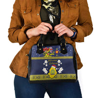 Niue Monuina e Kilisimasi Shoulder Handbag Christmas Uga - Niue Map and Emblem with Hiapo Art Pattern