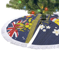 Niue Monuina e Kilisimasi Tree Skirt Christmas Uga - Niue Map and Emblem with Hiapo Art Pattern