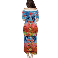Hawaiian Love-Couple Dolphins and Flamingos Family Matching Puletasi and Hawaiian Shirt LT03 - Polynesian Pride