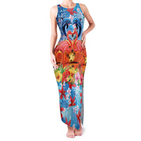 Hawaiian Love-Couple Dolphins and Flamingos Family Matching Tank Maxi Dress and Hawaiian Shirt LT03 Mom's Dress Multicolor - Polynesian Pride