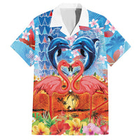 Hawaiian Love-Couple Dolphins and Flamingos Hawaiian Shirt - Polynesian Pride