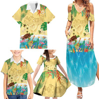 Hawaiian Alohawaii Family Matching Summer Maxi Dress and Hawaiian Shirt Tropical Plants and Animals on The Beach LT03 - Polynesian Pride