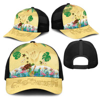 Hawaiian Alohawaii Mesh Trucker Cap Tropical Plants and Animals on The Beach - Polynesian Pride