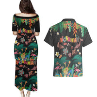 Hawaiian Alohawaii Couples Matching Puletasi and Hawaiian Shirt Tribal Sea Animals Tattoo and Tropical Plants LT03 - Polynesian Pride