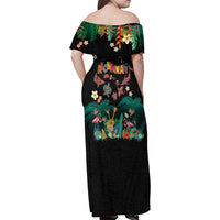 Hawaiian Alohawaii Family Matching Off Shoulder Maxi Dress and Hawaiian Shirt Tribal Sea Animals Tattoo and Tropical Plants LT03 - Polynesian Pride