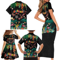 Hawaiian Alohawaii Family Matching Short Sleeve Bodycon Dress and Hawaiian Shirt Tribal Sea Animals Tattoo and Tropical Plants LT03 - Polynesian Pride